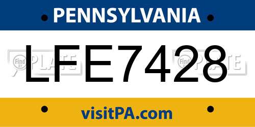 LFE7428 Pennsylvania License Plate