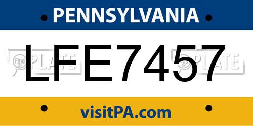 LFE7457 Pennsylvania License Plate