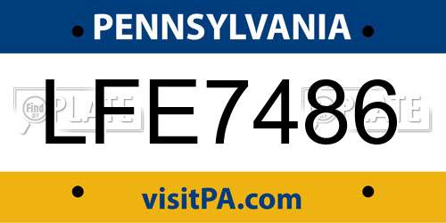 LFE7486 Pennsylvania License Plate