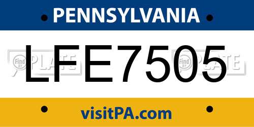 LFE7505 Pennsylvania License Plate
