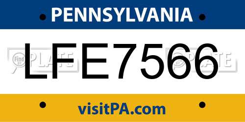 LFE7566 Pennsylvania License Plate