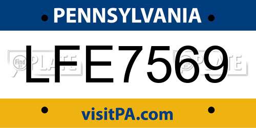 LFE7569 Pennsylvania License Plate