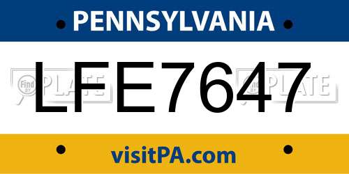 LFE7647 Pennsylvania License Plate