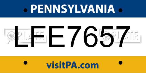 LFE7657 Pennsylvania License Plate