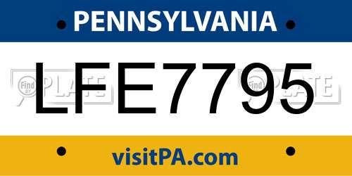 LFE7795 Pennsylvania License Plate