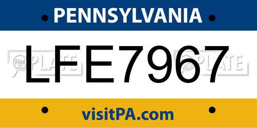 LFE7967 Pennsylvania License Plate