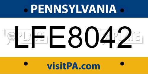 LFE8042 Pennsylvania License Plate