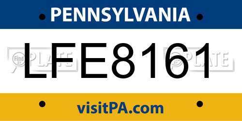 LFE8161 Pennsylvania License Plate