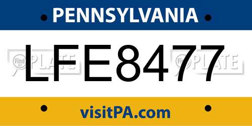 LFE8477 Pennsylvania License Plate