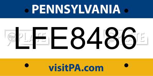 LFE8486 Pennsylvania License Plate