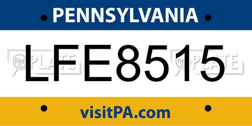 LFE8515 Pennsylvania License Plate