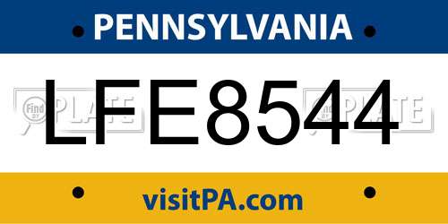 LFE8544 Pennsylvania License Plate