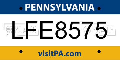 LFE8575 Pennsylvania License Plate