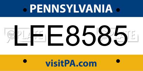 LFE8585 Pennsylvania License Plate