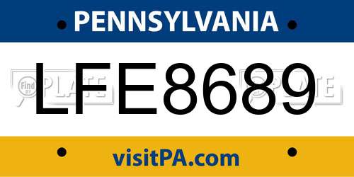 LFE8689 Pennsylvania License Plate