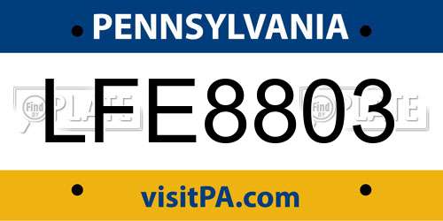 LFE8803 Pennsylvania License Plate