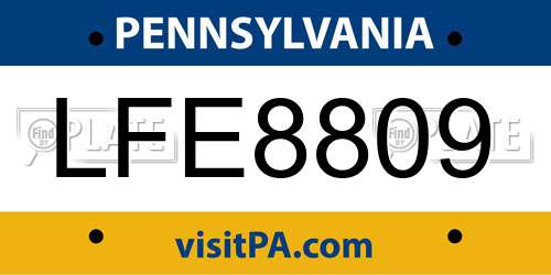 LFE8809 Pennsylvania License Plate