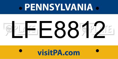 LFE8812 Pennsylvania License Plate