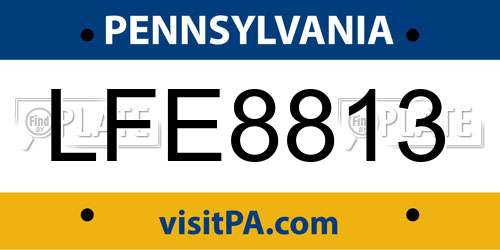 LFE8813 Pennsylvania License Plate