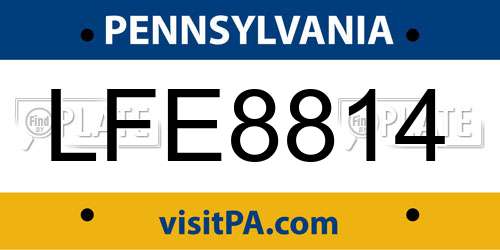 LFE8814 Pennsylvania License Plate