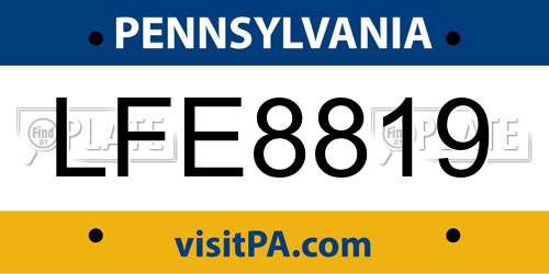 LFE8819 Pennsylvania License Plate