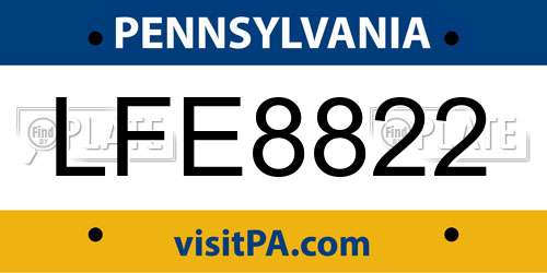 LFE8822 Pennsylvania License Plate
