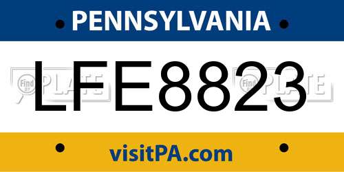 LFE8823 Pennsylvania License Plate