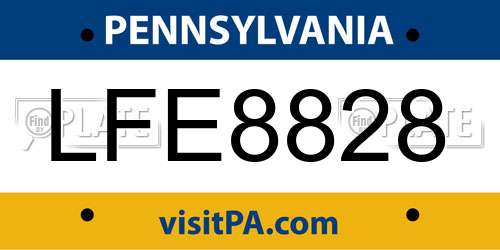 LFE8828 Pennsylvania License Plate