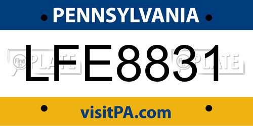 LFE8831 Pennsylvania License Plate