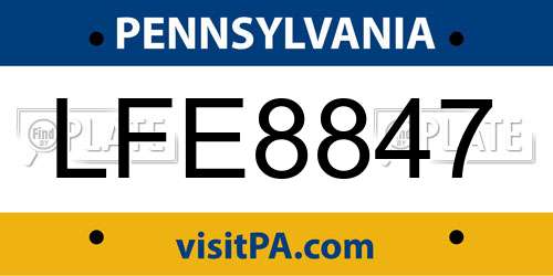 LFE8847 Pennsylvania License Plate