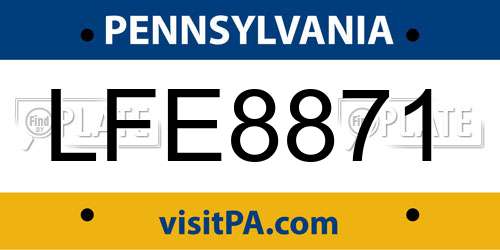 LFE8871 Pennsylvania License Plate
