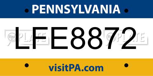 LFE8872 Pennsylvania License Plate