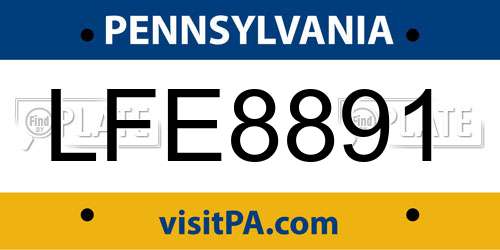 LFE8891 Pennsylvania License Plate