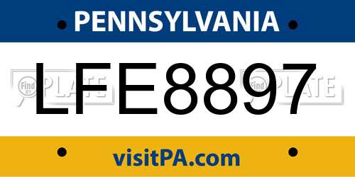 LFE8897 Pennsylvania License Plate