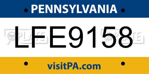 LFE9158 Pennsylvania License Plate