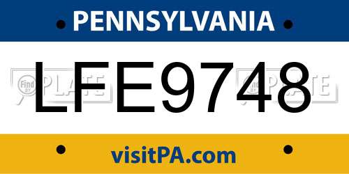LFE9748 Pennsylvania License Plate