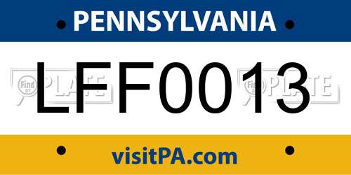 LFF0013 Pennsylvania License Plate