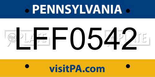 LFF0542 Pennsylvania License Plate