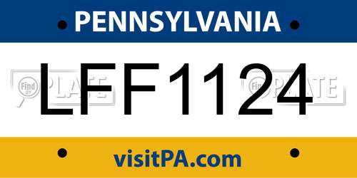 LFF1124 Pennsylvania License Plate