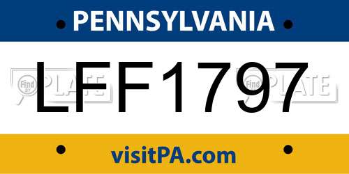 LFF1797 Pennsylvania License Plate