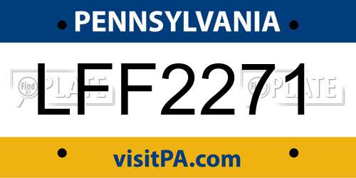 LFF2271 Pennsylvania License Plate