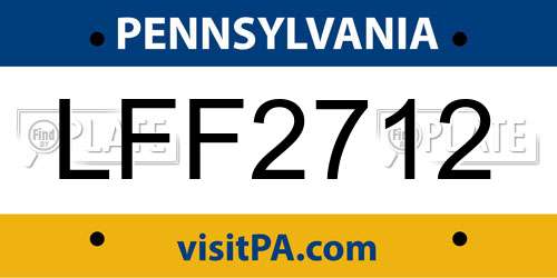 LFF2712 Pennsylvania License Plate