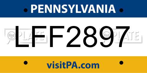 LFF2897 Pennsylvania License Plate