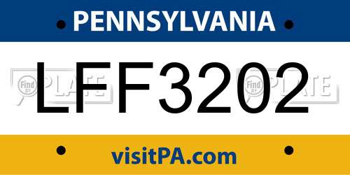 LFF3202 Pennsylvania License Plate
