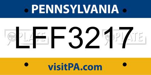 LFF3217 Pennsylvania License Plate