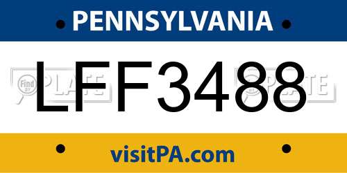 LFF3488 Pennsylvania License Plate