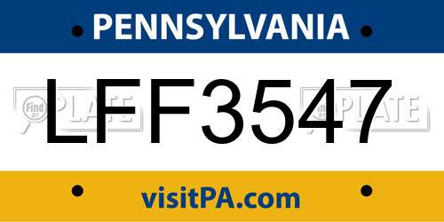 LFF3547 Pennsylvania License Plate