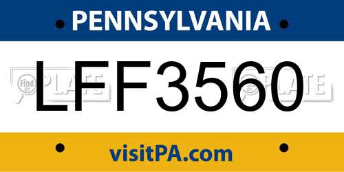 LFF3560 Pennsylvania License Plate