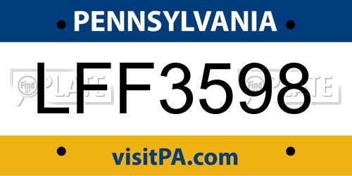 LFF3598 Pennsylvania License Plate