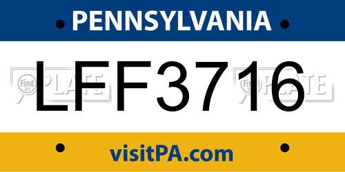 LFF3716 Pennsylvania License Plate